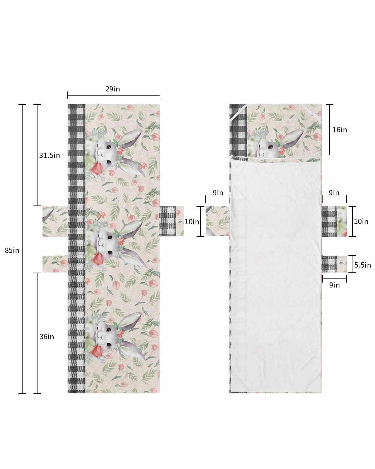 Spring Easter Bunny Beach Lounge Chair Towel Cover, Soft Chaise Lounge Towel with Side Pockets Patio Pool Chairs Cover for Beach/Pool Sunbathing 29x85 Pink Tulip Teal Botanical Black Plaid