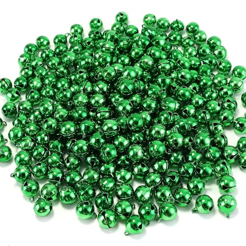 LIGHOON 1/2 Inch Jingle Bells Small Bell Mini Bells, Tiny Crafts Bells, DIY for Christmas Home Making Ornaments Wreath Pet Decorations Bracelet Anklets Necklace Knitting Jewelry Making 120 Pcs, Green