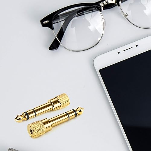 Miniatura 4 de Adaptador de auriculares para teclado de piano, paquete de 2 unidades de 0.138 in 18 pulgadas hembra a 0.250 in 14 pulgadas macho adaptador estéreo