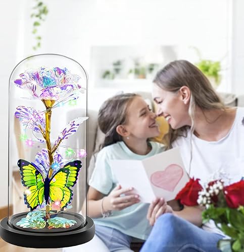 Miniatura 6 de Regalos para el día de San Valentín para ella, regalos de rosas de San Valentín, regalos de cumpleaños para mujeres, rosa iluminada de cristal de