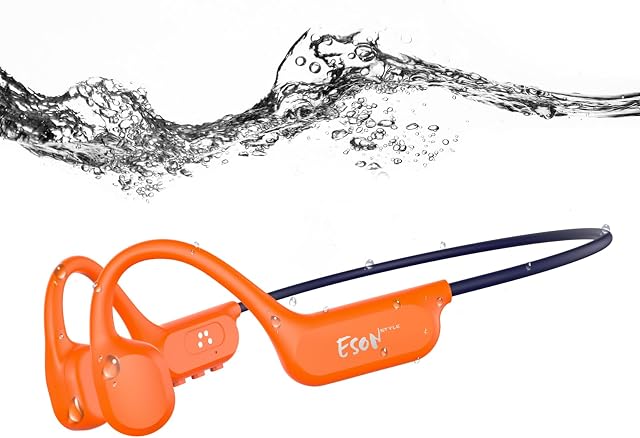 Esonstyle Swimming Headphones Bluetooth 6.0 - IP68 Waterproof Earphones Built-in 8GB MP3, Open Ear Running Earphones, Bone Conduction Underwater Headphones for Swimming Surfing Cycling