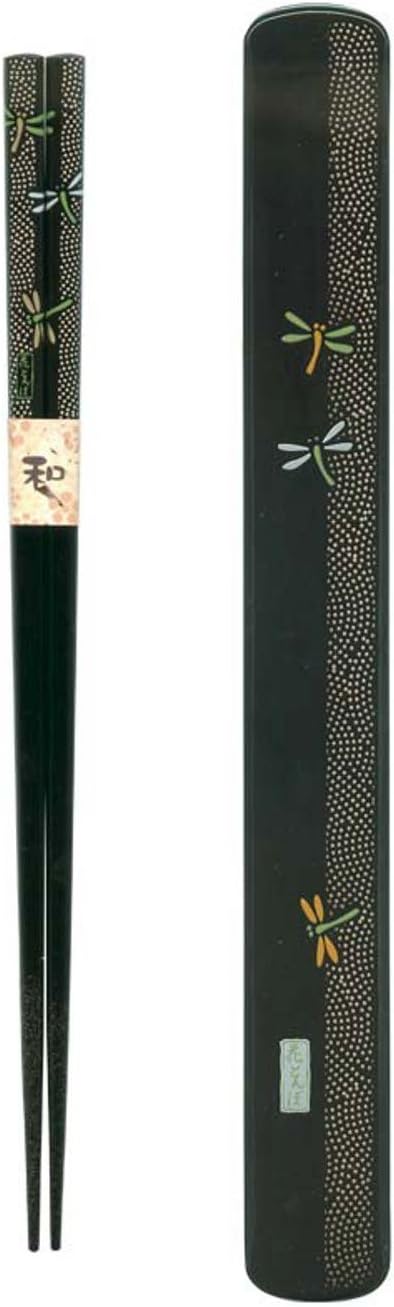 Happy Sales Ryu Mei 058030 Black Dragonfly Chopstick Set, 9 Inches