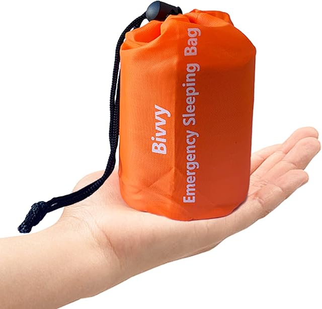 Vaupan Emergency Sleeping Bag, Lightweight Thermal Bivy Sack, Survival Shelter Blanket Bags, Waterproof Survival Sleeping Bag Portable Sack for Camping, Hiking, Outdoor, Orange