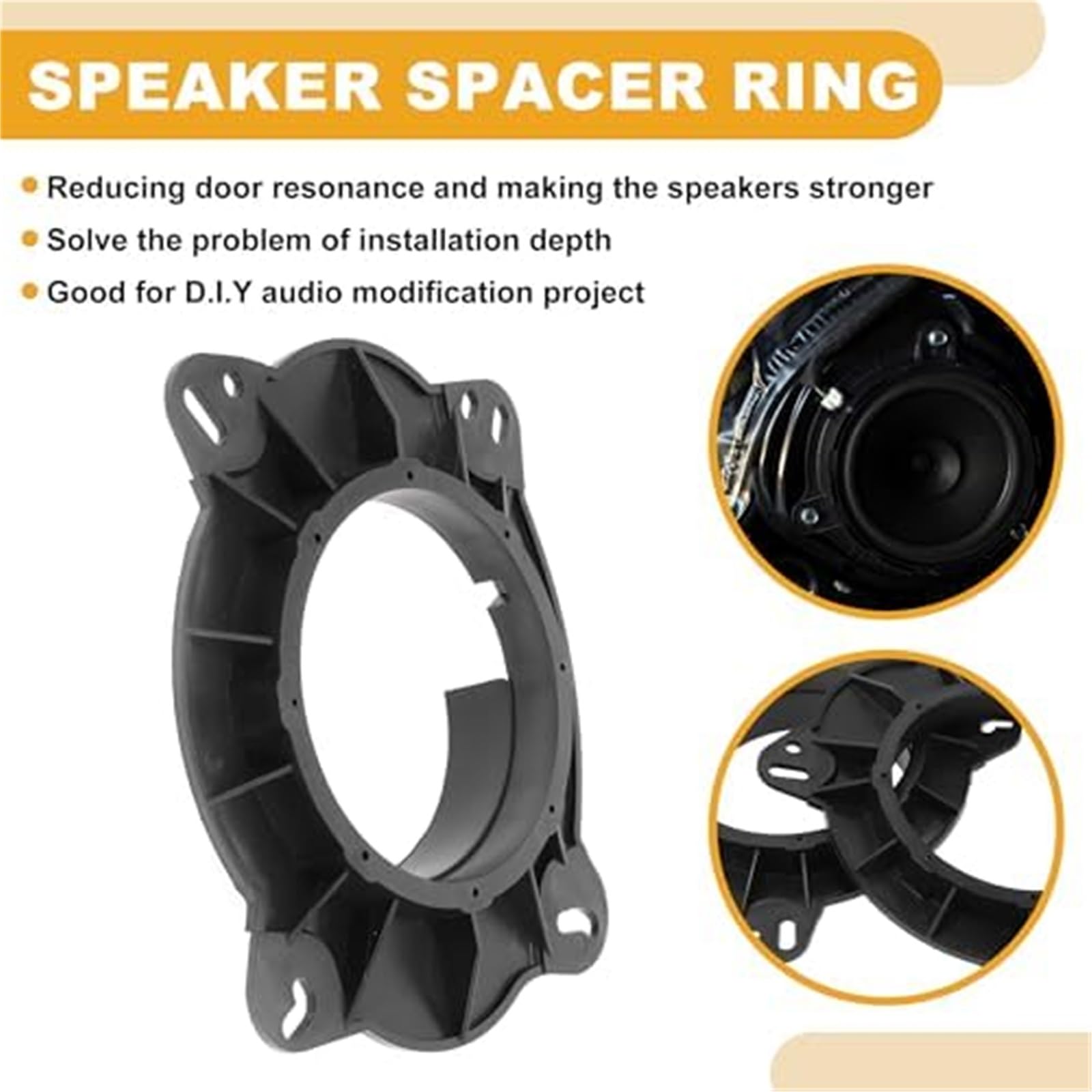 Anillo espaciador de altavoz Adaptador espaciador de altavoz de agudos for automóvil, for Toyota, Camry 2006-2017 Puertas delanteras ABS negro con arnés de cableado de audio a prueba de agua A