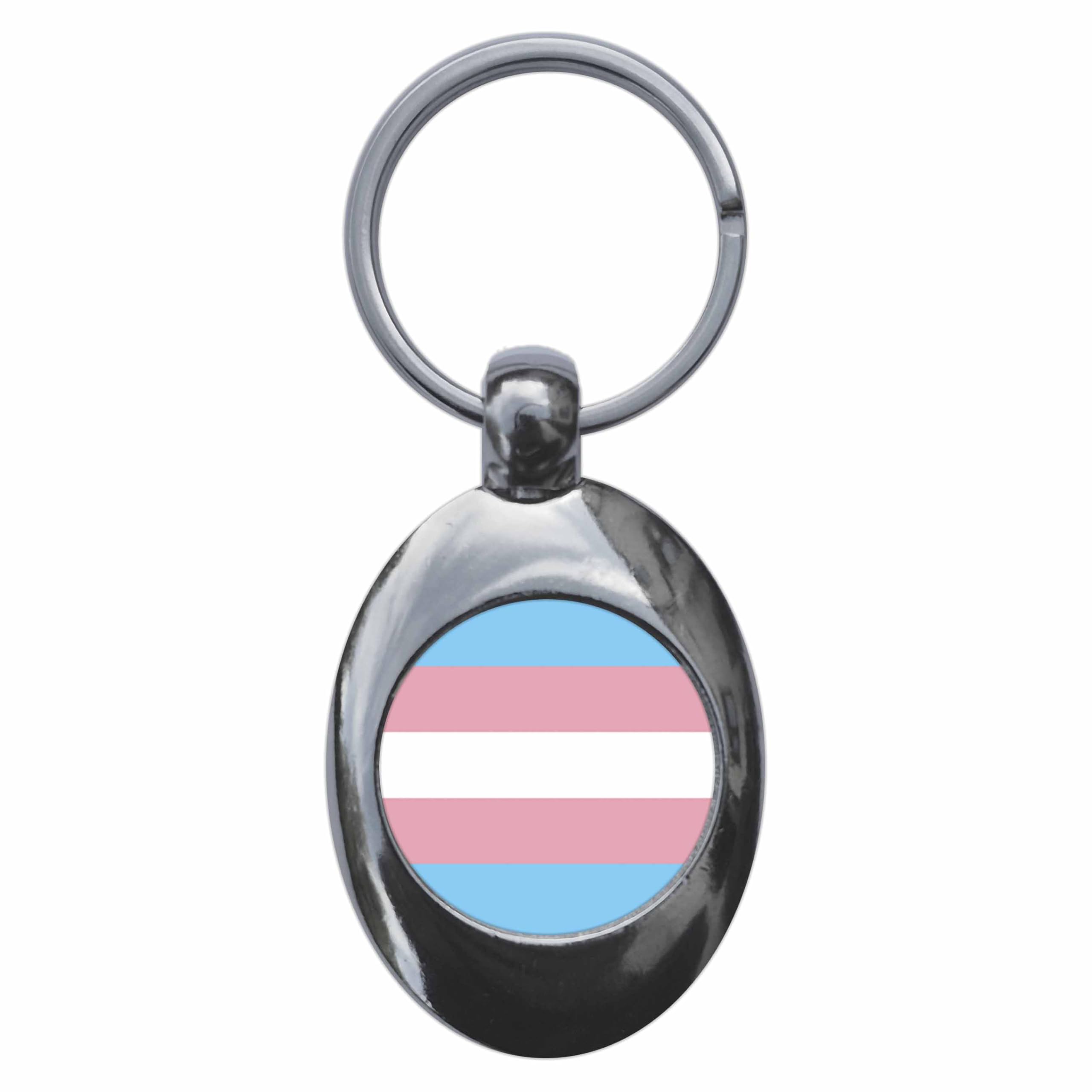 Ozorath TRANSGENDER TRANS FLAG LGBTQ PRIDE TROLLEY COIN KEYRING KEYCHAIN KEY RING CHAIN