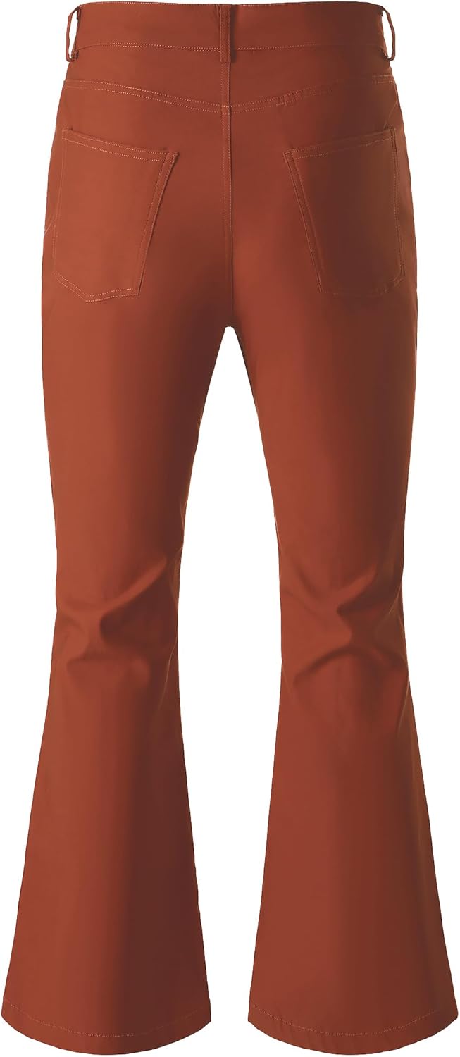 JOGAL Mens Bell Bottom Pants 70s Disco Outfits Slim Fit Retro Flared Trousers - Image 2