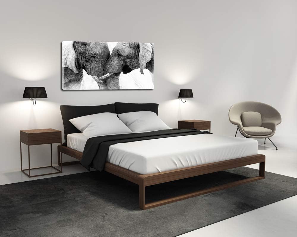 DZL Art D73062 Black and White Elephants Entwine Wall Art Canvas Painting Ready to Hang for Living Room Bedroom Office Wall Decor Home Decoration - Image 2