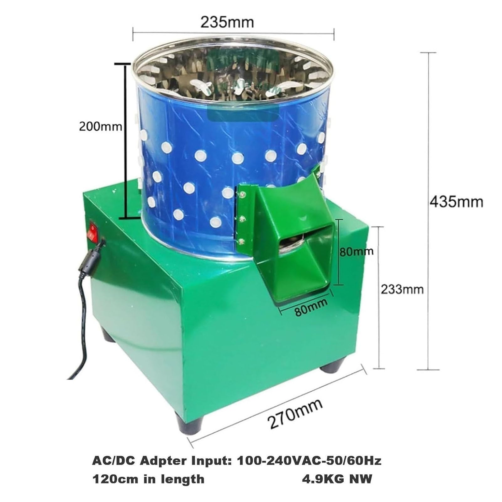 Piccola spiumatrice per polli, Macchina per la rimozione delle Piume di pollame, spiumatrice Automatica per polli, volatili, Anatre, Tacchini e quaglie (Uso agricolo)