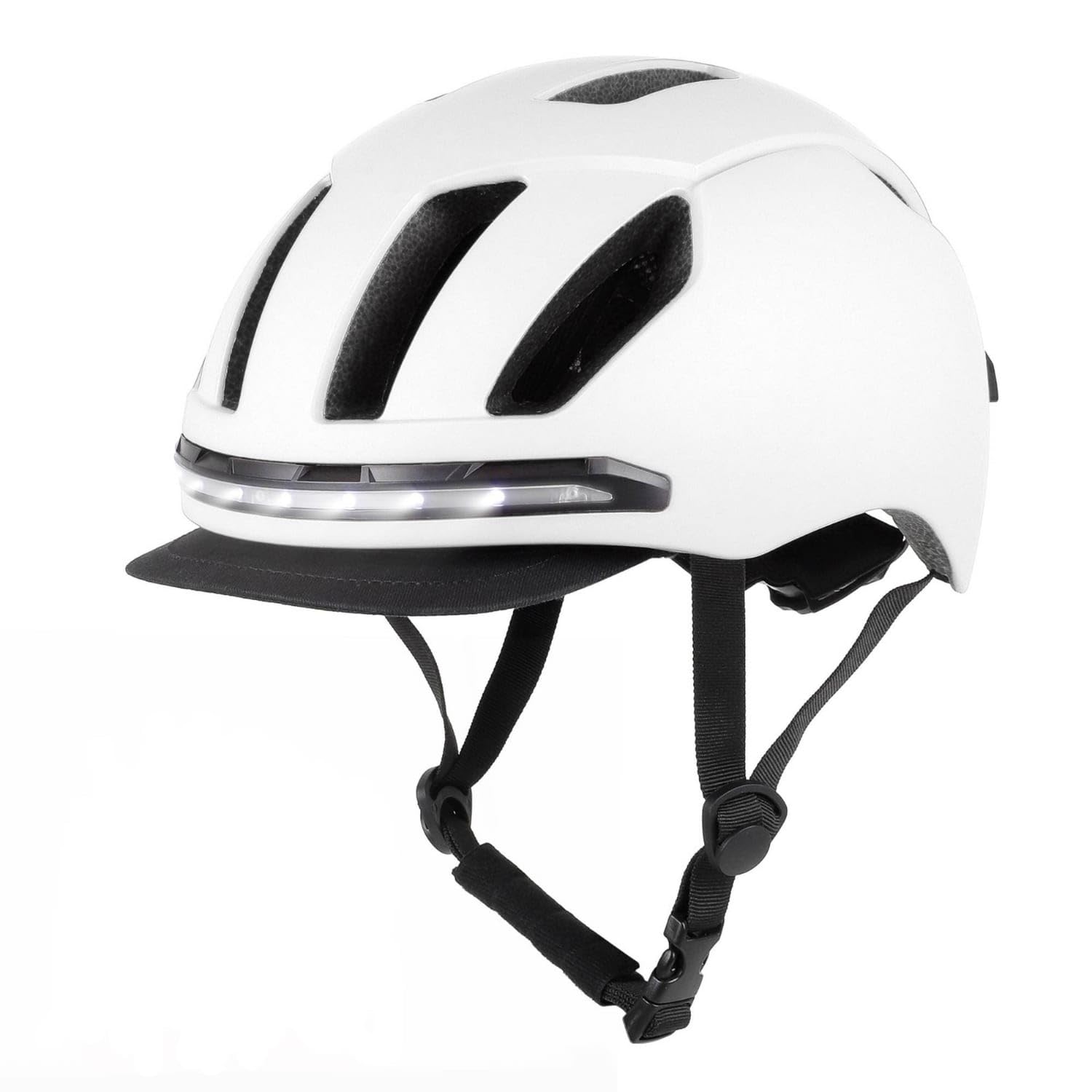 Lighted Smart Riding Helmet with LED Lights Rechargeable Smart Helmet with Controller Control Ventilated Hard-Shell for Scooter Riders, Motorcyclists, Commuters, Daily Commuting, White-picture-27
