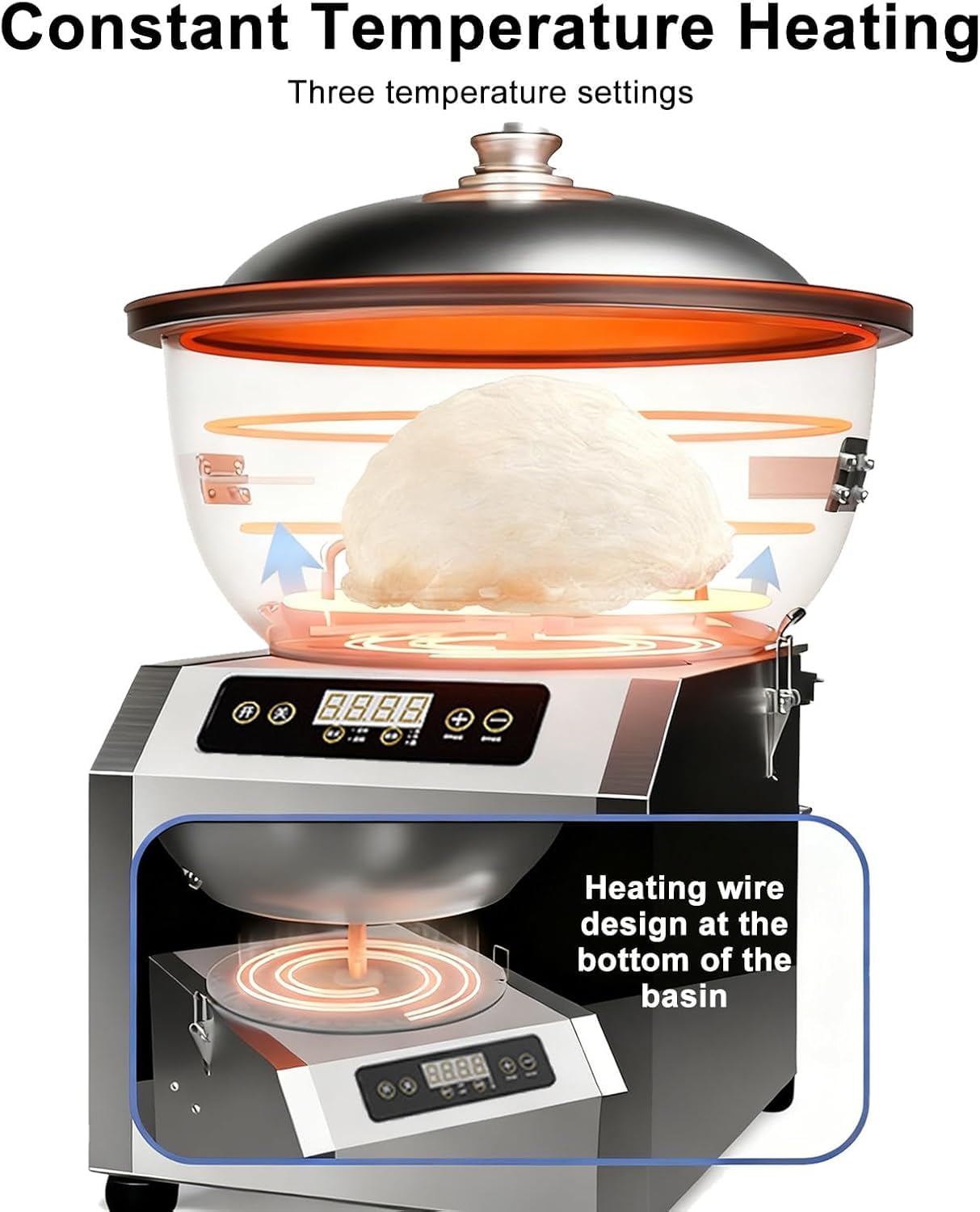 Mélangeur de pâte commercial, capacité de 8 kg, affichage numérique, minuterie, double rotation, pièces détachables pour un nettoyage facile – idéal pour les boulangeries et pizzerias