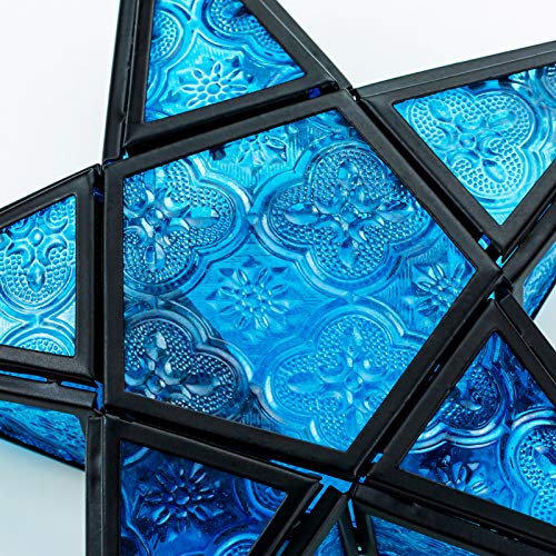 Glass Star Lantern Hanging Ornaments - Tea Light Lantern Window Hangings Living Room Patio Balcony Decoration Vintage, Blue + Purple #TOP7