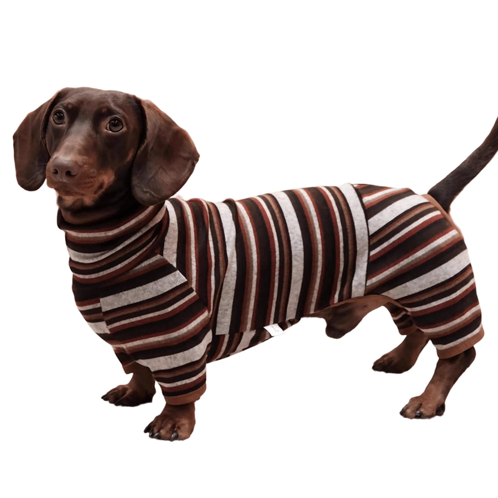 UOSIA Dachshund Shirt Onesie Clothes Spring Thin Classic Vintage Stripes 4 Legs Jumpsuit Outfits Lightweight Pet T-Shirt Pajamas Sweatshirt Apparel For Mini Dachshunds, Chihuahua, Yorkie