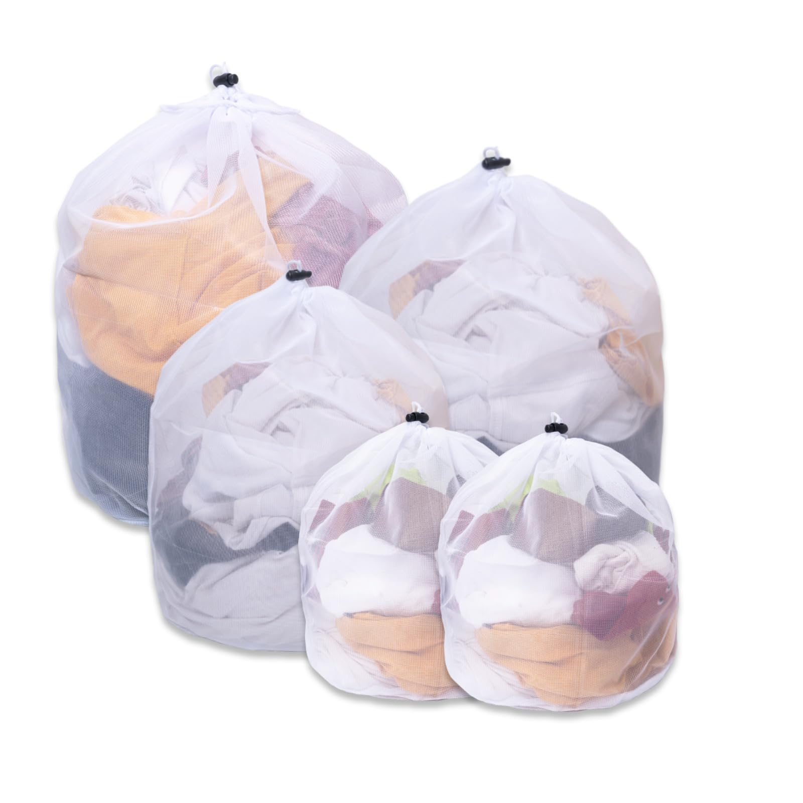 5 Stück Wäschenetz für Waschmaschine, Wäschesack mit Kordelstopper, Feinmaschiger Wäschebeutel für BH, Socken, Schuhe, Jeans, Bluse, Babykleidung, Koffer