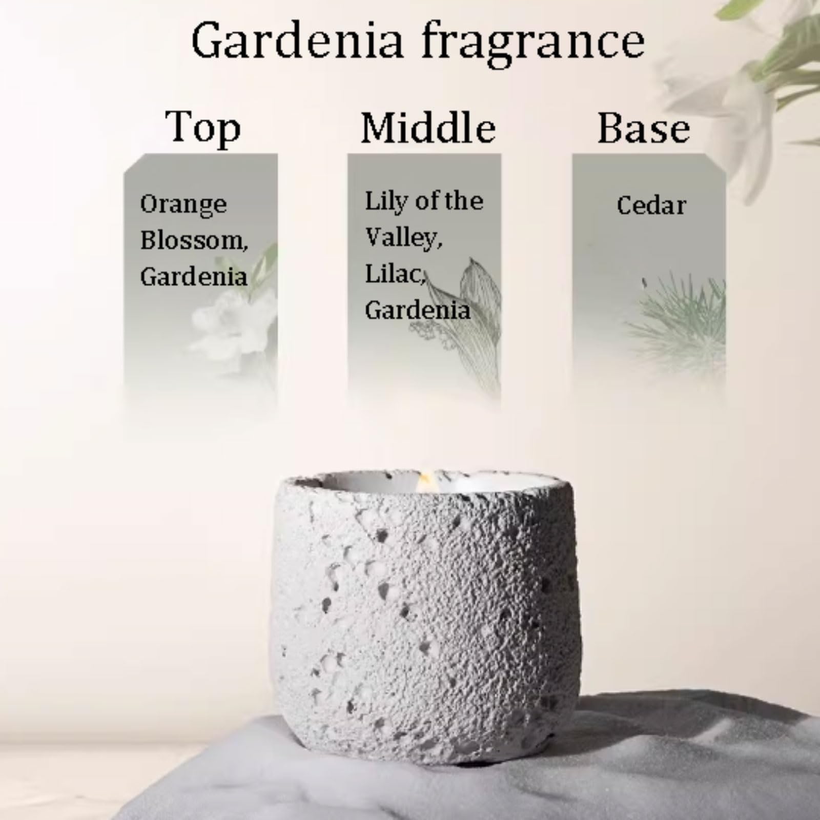 Candele in miscela di cera botanica Candela profumata a lunga durata Durata di 40 ore che crepita con stoppino in legno for la decorazione domestica(Gardenia)