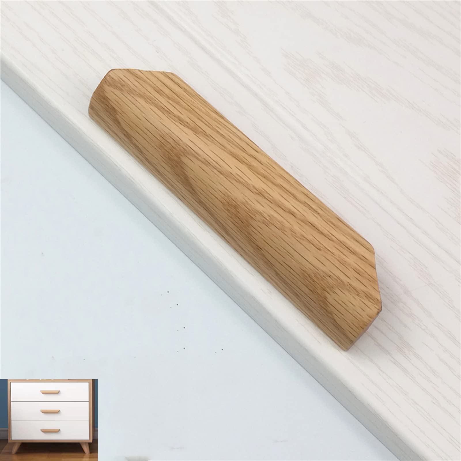 Wooden Handles Solid Handle Cabinet Pulls Handles Hardware for Furniture Wardrobe Cupboard Closet Drawer Handle Pull Kitchen Knobs (Hole Distance 96mm)