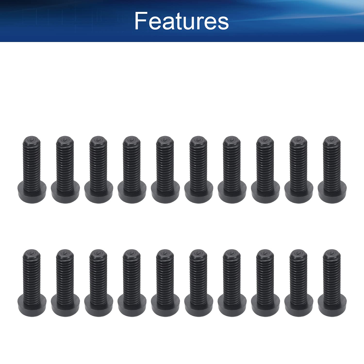 M6 x 20 Threaded Plastic Phillips Cross Pan Head Machine Screws Bolts Black 50Pcs
