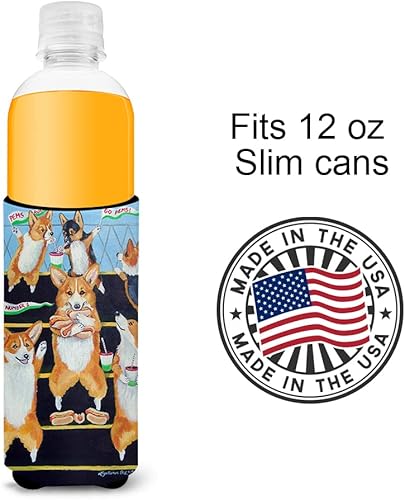 Miniatura 4 de Caroline's Treasures 7286MUK Go Team Corgi Pembroke Ultra Hugger para latas delgadas, funda enfriadora lavable a máquina, funda aislante plegable