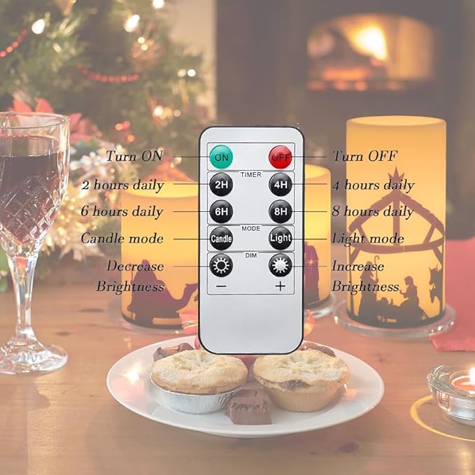 Aulaygo 3PCS Christmas Nativity Scene LED Flameless Candle with Timer Remote Control, Battery Operated Religious Candles Yellow Flickering for Xmas Holiday Home Decor photo 6