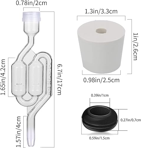 Miniatura 4 de Juego de esclusas de aire de burbujas, 3 esclusas para fermentación, 3 tapones #6 de perforación y 6 ojales de esclusa de aire, utilizado para