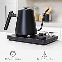 Vista 5 de Lafeeca DJ Electric Gooseneck Kettle - Pour Over Coffee & Tea - Turntable Design - Water Boiler - Quick Heating & Temperature Control - Black