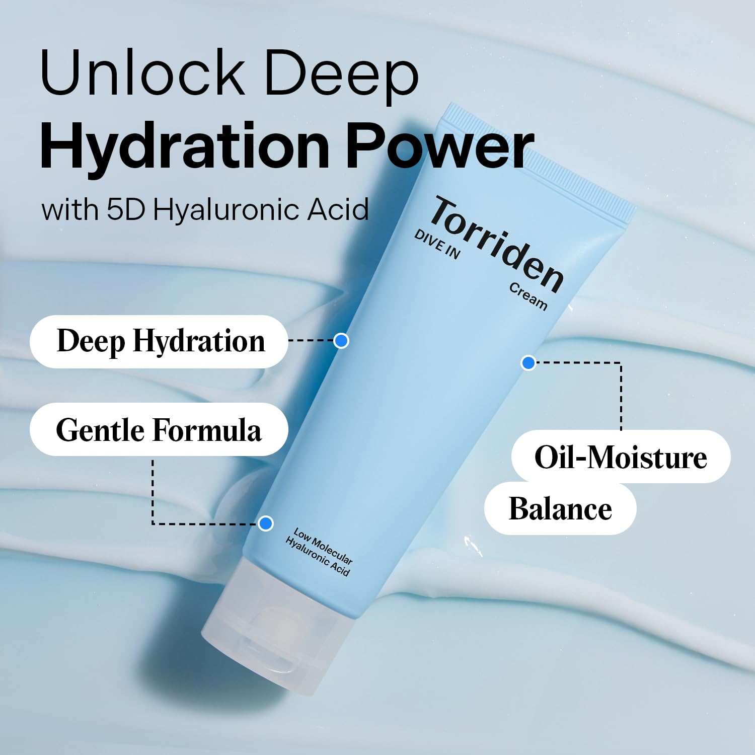 Torriden DIVE IN Cream 80ml (2.71 fl. oz.) | Facial Moisturizer for Sensitive, Oily Skin | Lightweight and Moistrul Creamy Texture | Hyaluronic Acid Cream, Allantoin - Image 2