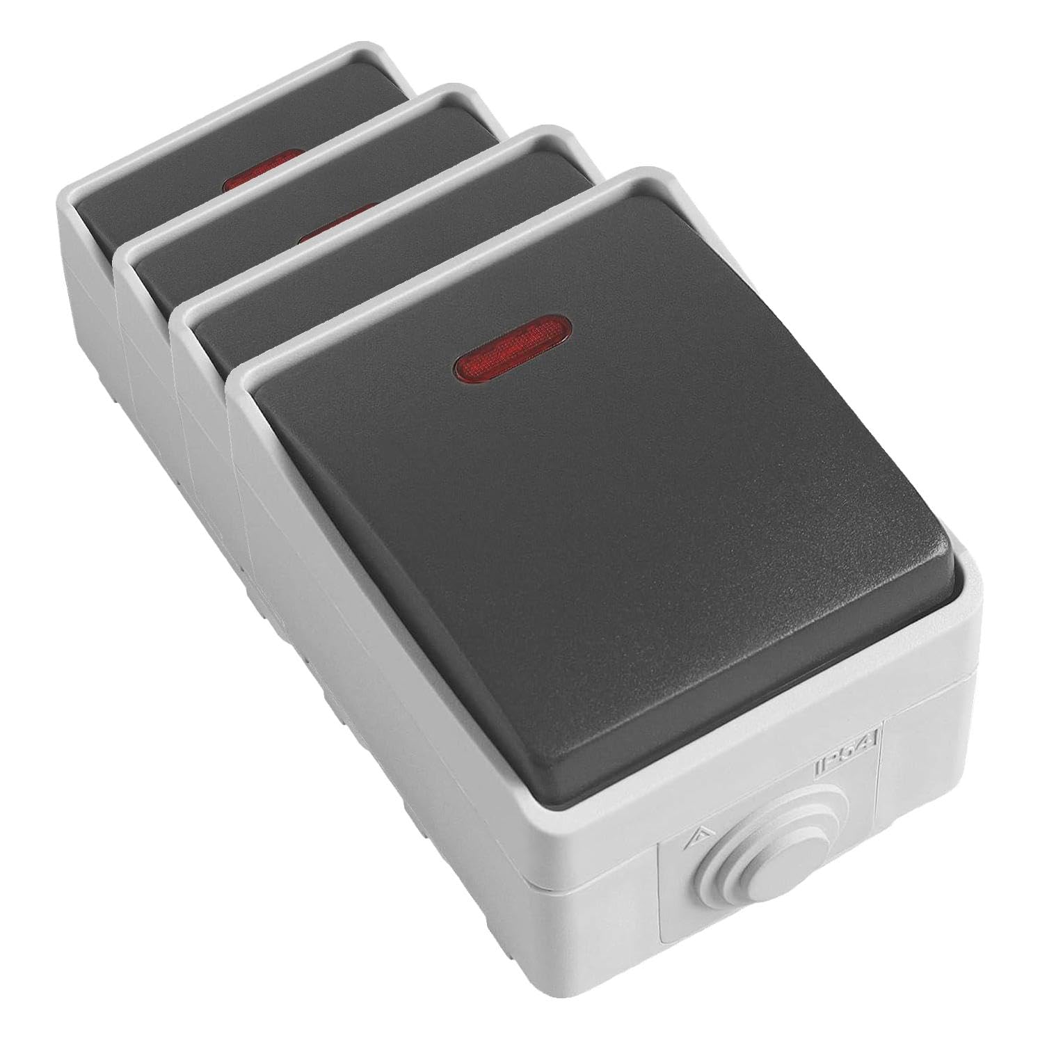 Bouton poussoir étanche IP54 Amig gris en polycarbonate pour intérieur et extérieur