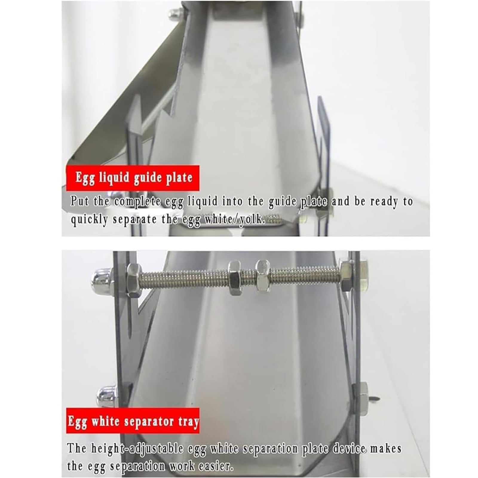 Edelstahl Eigelb-Trennmaschine, 500-800 Eier/h, 3s schnelle Trennung, einstellbare Höhe für Zuhause, Küche und Bäckerei, 2 mm Materialstärke