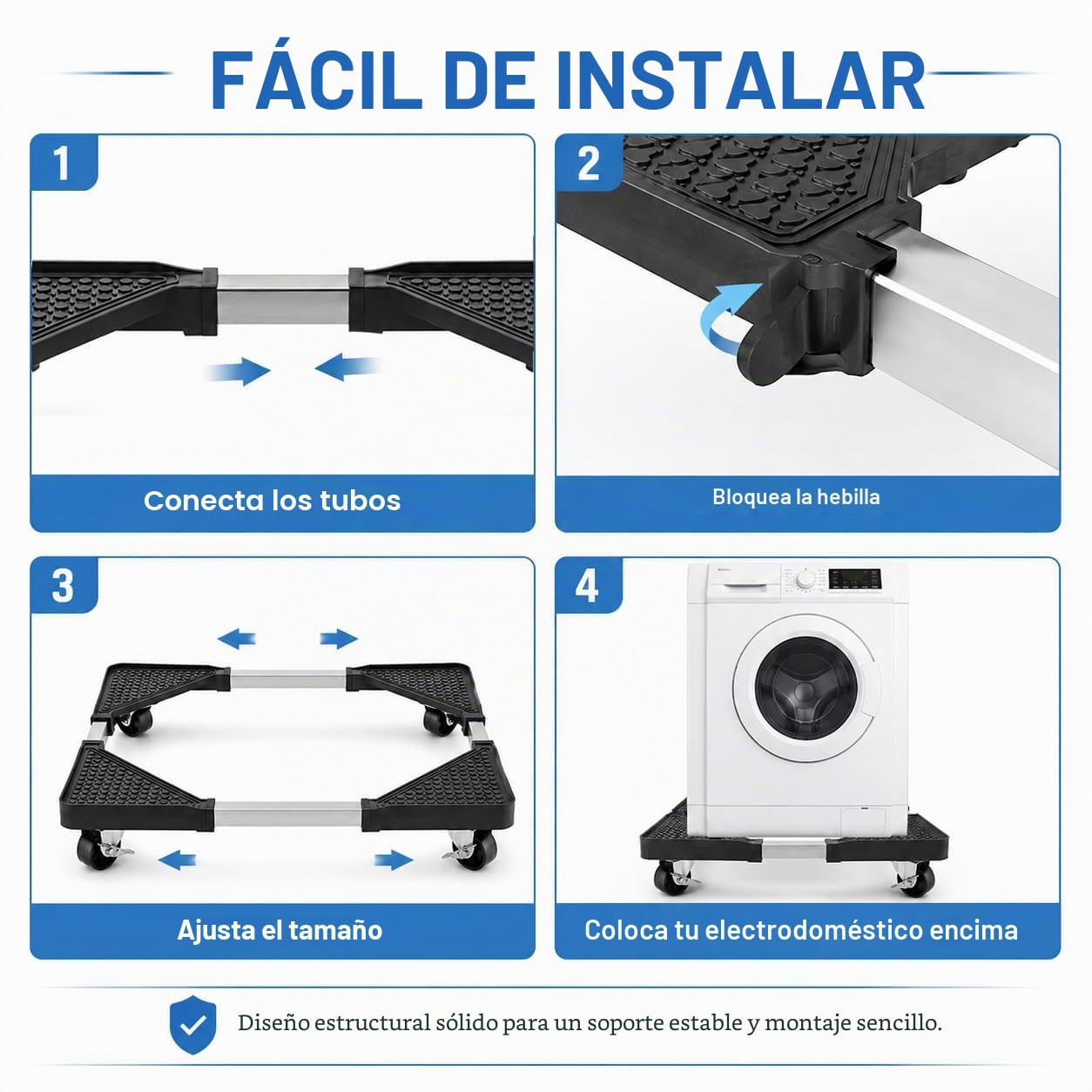 Soporte para lavadora con ruedas, soporte móvil para frigorífico, soporte ajustable para lavadora, base ajustable de 40 a 66 cm, para secadoras, frigoríficos