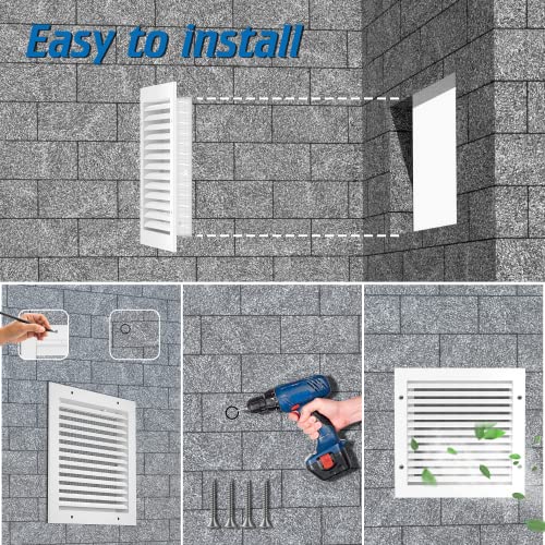 10.5"W X 10.5"H Gable Vents, Hon&Guan Aluminum Alloy Wall Vents Attic Vents For Houses Door Vents For Exterior Doors [Outer Dimensions: 12”X 12”H]. #TOP4