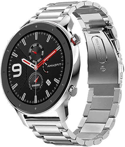 ccessory Cinturino Compatibile con Amazfit GTR 47mm, 22mm Acciaio  Inossidabile Sgancio Rapido Metallo Orologio per Amazfit Nexo/Stratos +/  Pace/GTR 2 2e eSIM/GTR 3 PRO Smartwatch (Argento) : Amazon.it: Elettronica