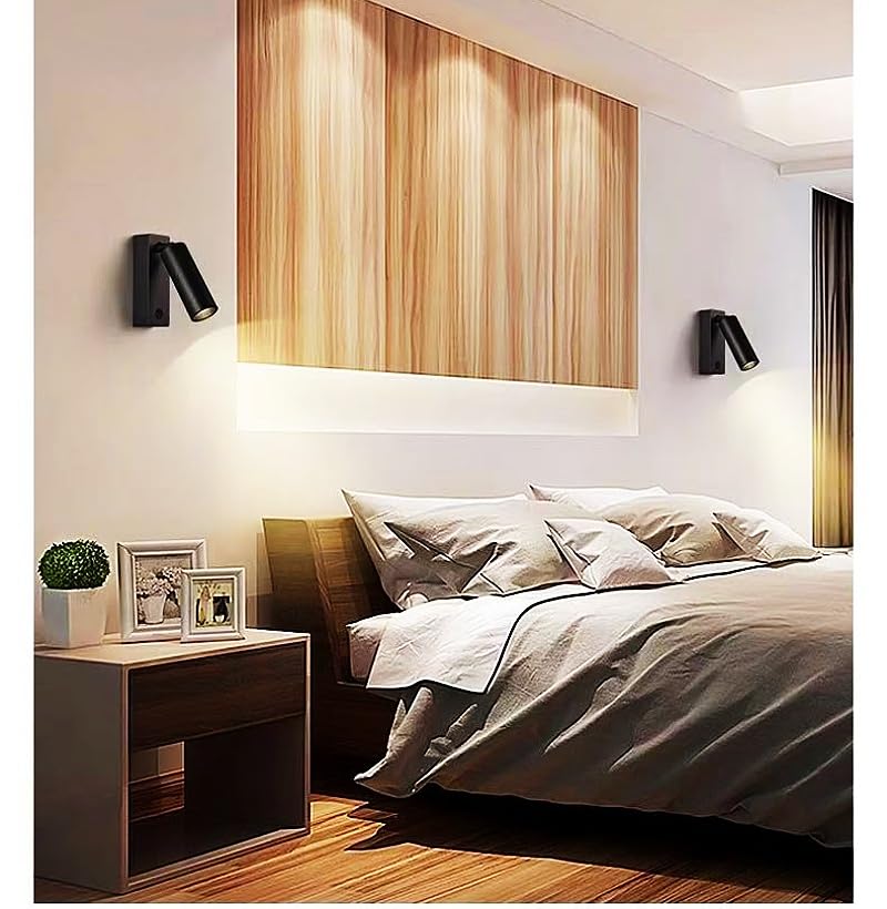 Luz Lectura Pared Brazo Flexible Lámpara de pared lectura giratoria con carga USB tipo C, montaje en superficie, LED 5 W, foco empotrable(Black,Neutral Light 4000K,5W)