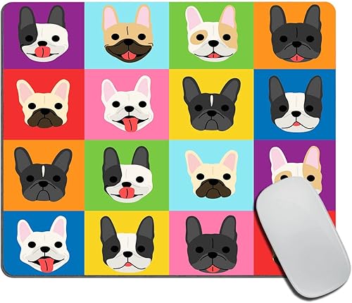 Alfombrilla de mouse, con patrón de bulldog francés, alfombrilla de mouse rectangular personalizada con diseños de goma antideslizante suave para