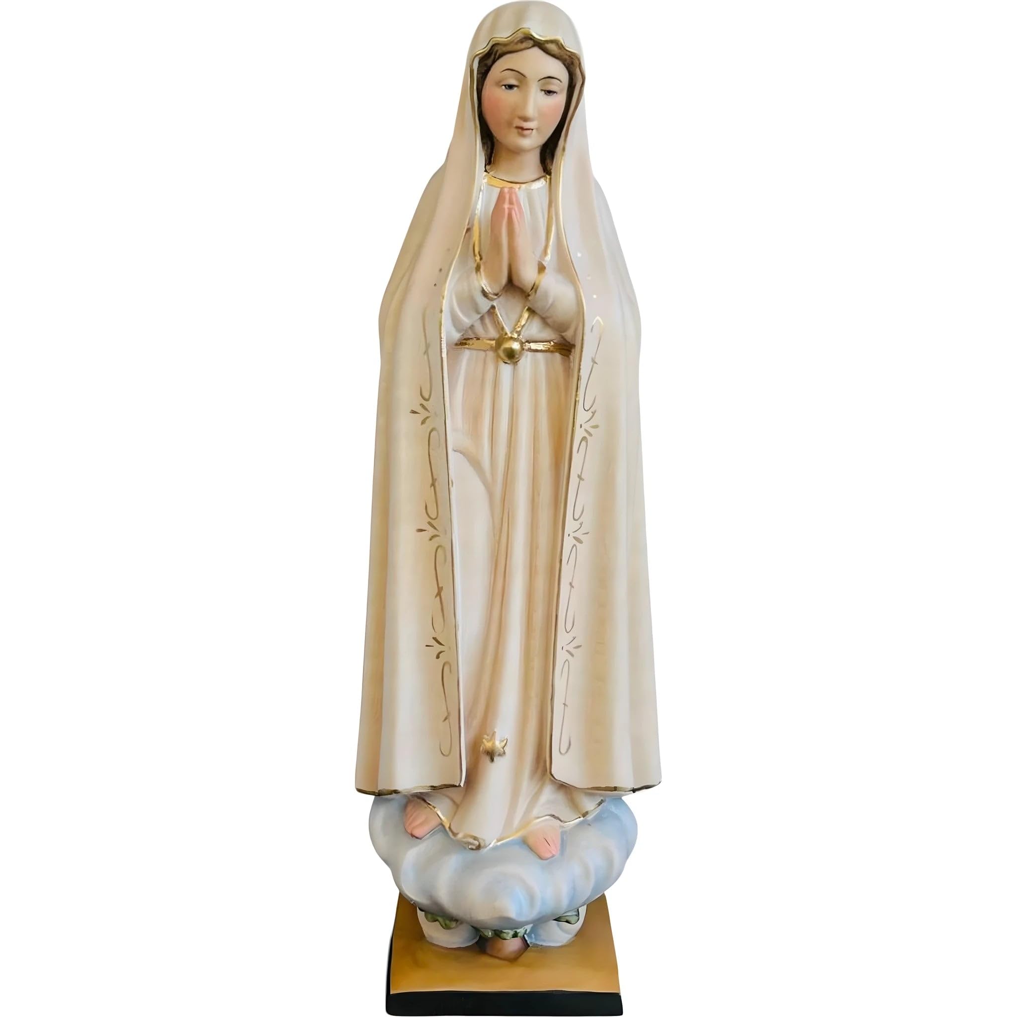 Dolfi | Madonna of Fatima Pilgrim Carved in Wood 60 cm | Natural Wood in Val Gardena | Nativity Figure