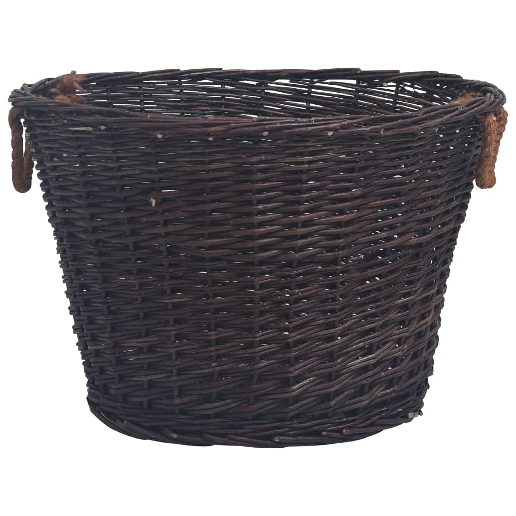 Juego de 3 cestas de mimbre para leña, apilables, con asas para leña y leña, para interior, salón, terraza, jardín, casa