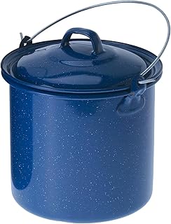 GSI Outdoors 1.75 qt Straight Pot w/Lid & Handle - Enamelware for Cooking Outdoors, Camping & Travel