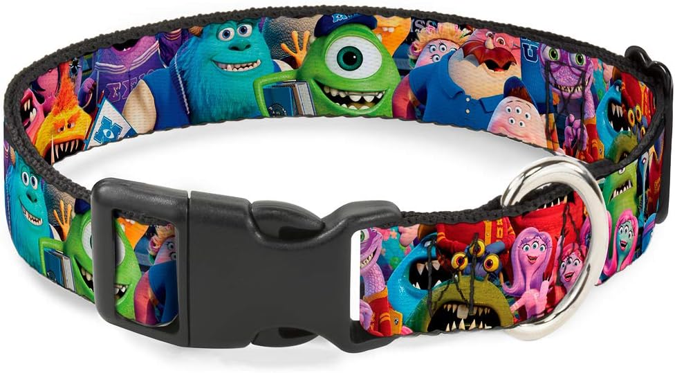 Buckle-Down Plastic Clip Collar - Monsters University Monsters Stacked - 1.5" Wide - Fits 16-23" Neck - Medium
