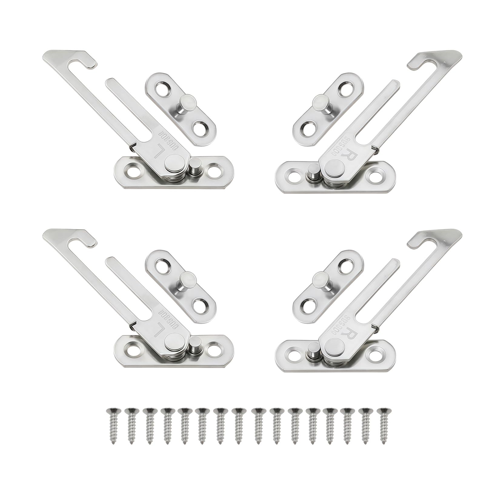 4 Pcs Window Restrictor for UPVC Windows, Stainless Steel Window Lock with Chrome Finish, Left & Right Hand Window Catch for Home, School & Kindergarten, Easy to Fit