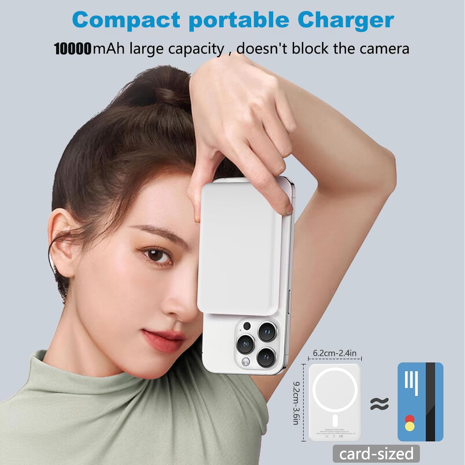 Batterie Externe pour MagSafe, Power Bank Magnetique 10000mAh, Chargeur Charge Rapide Portable Induction sans Fil pour iPhone 12 13 14 15 16 17 Pro Max/Pro/Air/Mini/Plus