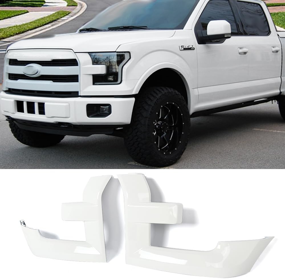 MIC Pair Headlight Bezels Trim Molding Compatible with 2015-2017 F-150 F150 Replace for FL3Z17C755AA,FL3Z17C754AA Driver & Passenger Side (Oxford White)