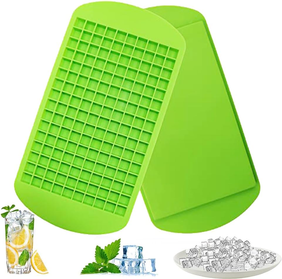 Silicone Mini Ice Cube Tray 160 Crushed Ice Cube Molds Easy Release for Chilling Whiskey Cocktail Coffee Kitchen Stackable Small Ice Trays