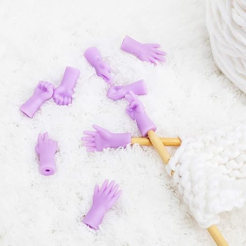 Miniatura 6 de MOTZU Paquete de 9 54 protectores de puntada de agujas de tejer en forma de gesto, tapón de punta de aguja antideslizante, hebilla de cola para