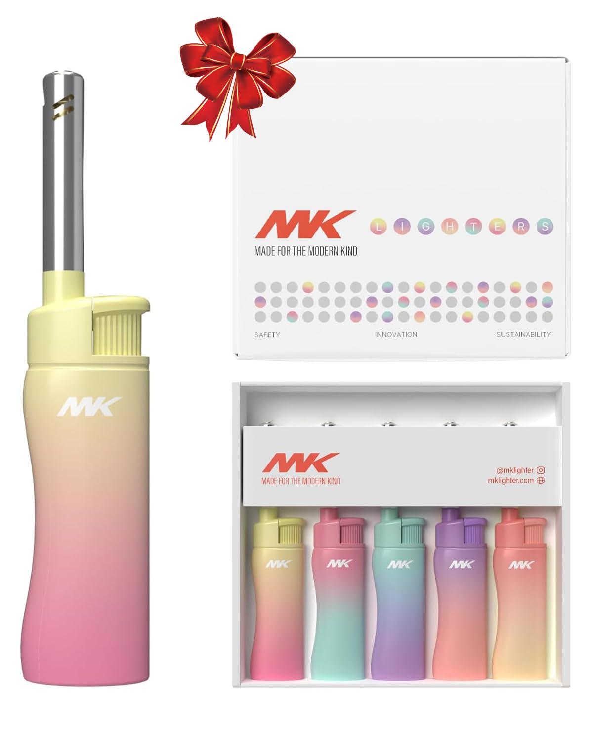 MK Lighter Collectors Edition Refillable Candle Multipurpose Jet Flame Butane with Long Wand for Indoor Outdoor Use Gift