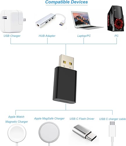 Miniatura 2 de Adaptador USB a USB-C hembra Pack-2, compatible con Apple Watch SE789Ultra MagSafe, convertidor de cable de carga tipo C para iPhone, iPad, AirPods,