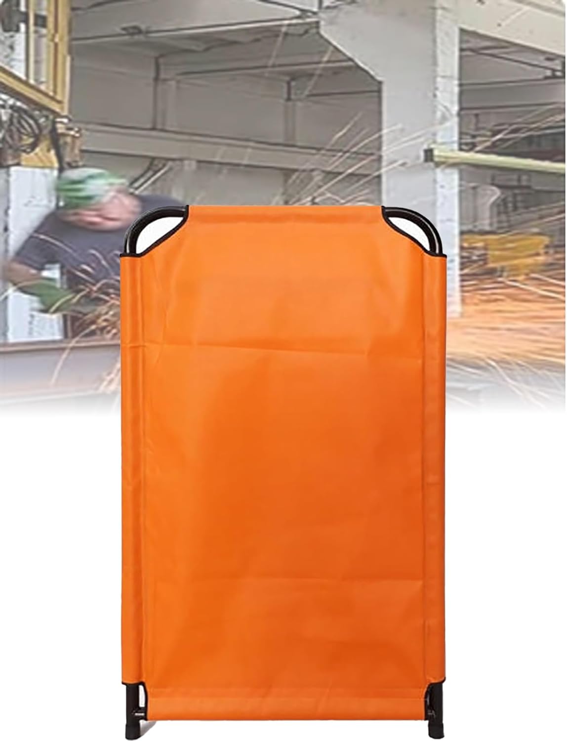 Welding Screen with Frame, Portable & Moveable Fireproof Barrier for Workshop, Flame Retardant Welding Curtain Safety Fence 1pcs(Iron)