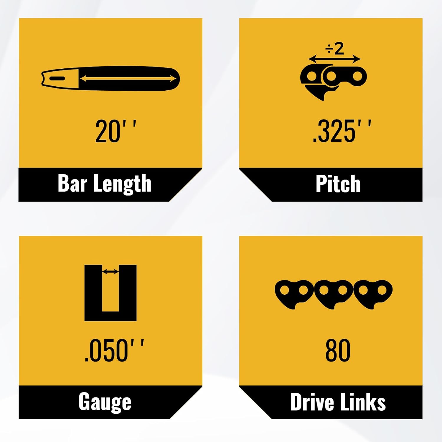 3 Pack 20 Inch Chainsaw Chain 80 Drive Links, .050" Gauge, .325" pitch, Semi-Chisel Chain Saw Chains for Husqvarna, Craftsman, Poulan, Greenworks and More Chainsaw Brands