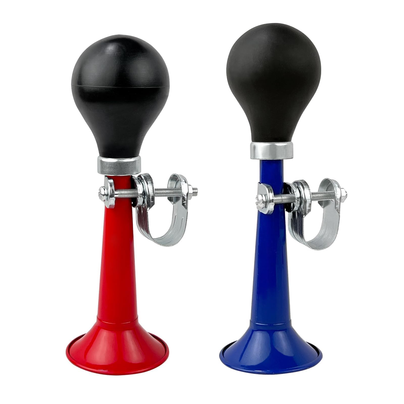2 Pcs Aluminum Alloy Bike Horn, Retro Loud Bicycle Horn (Red+Blue)