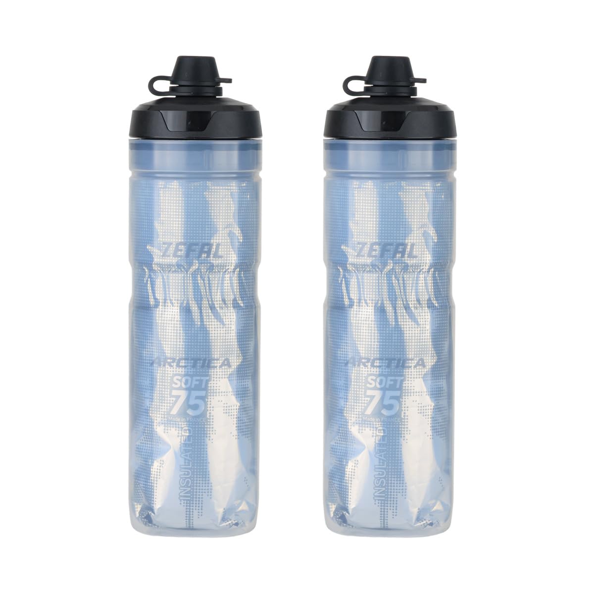 Zefal Arctica SC75 Insulated Cycling Water Bottle – Thermal Bottle Keeps Drinks Cold or Warm, Lockable Valve, BPA‑Free, Road & MTB - Silver/Black, 2 x 750ml