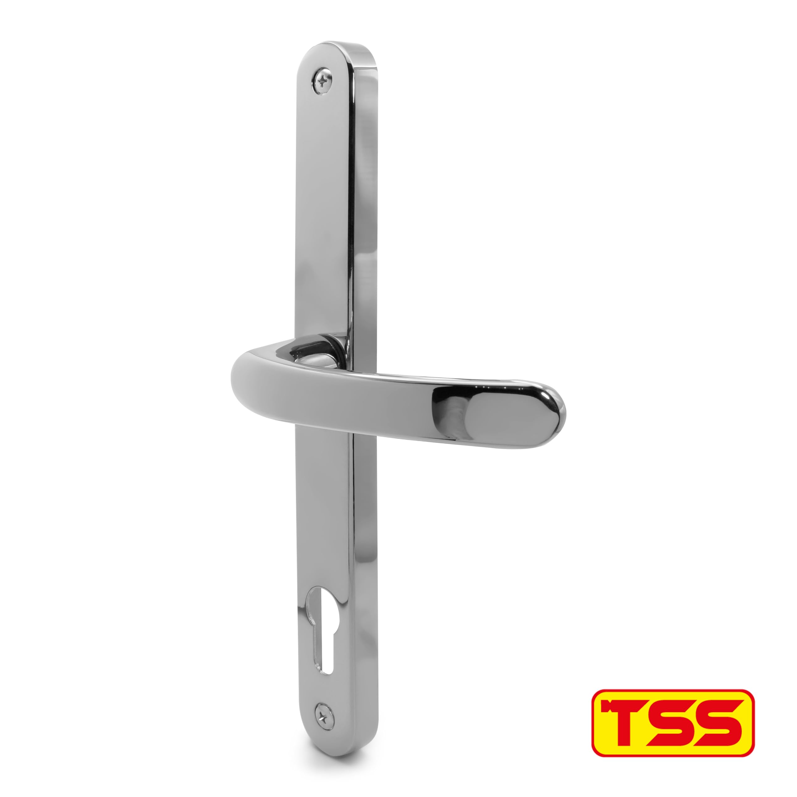 TSS Polished Chrome UPVC Door Handle Pair Set, 92mm PZ (Centres), Sprung, Lever Lever, 240mm Screw to Screw (Screw centres) - Image 4