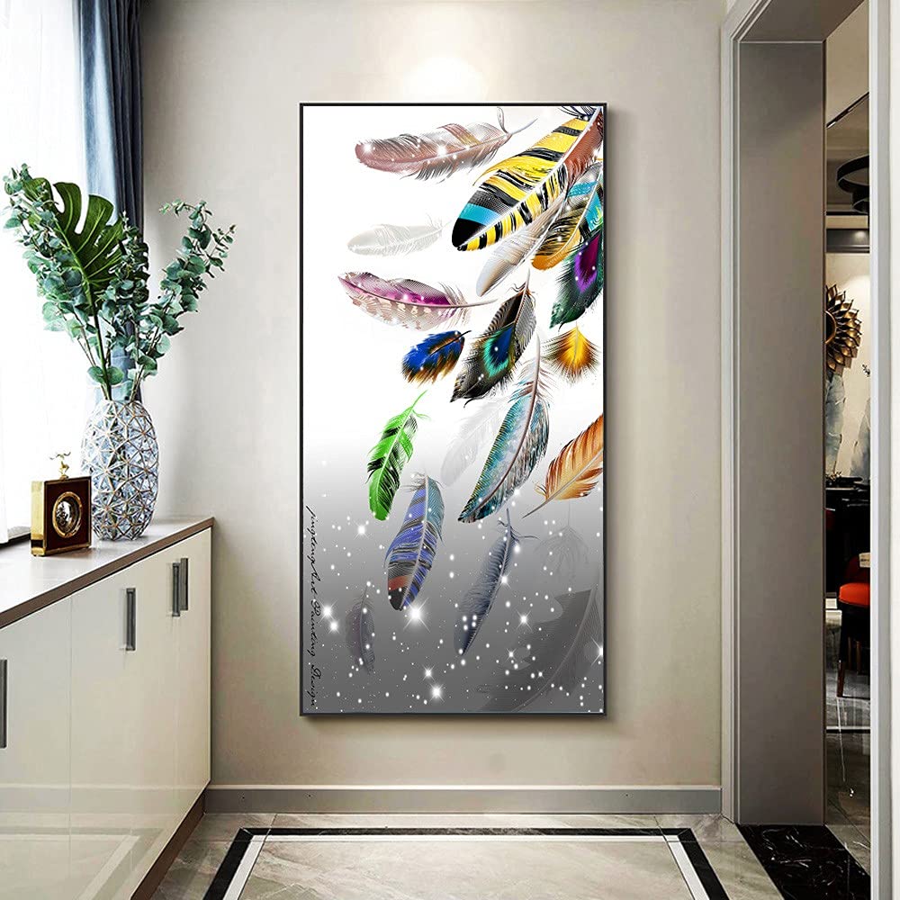 Peinture Kits Diamant Plumes 50x100cm : Le cadeau d'images de mosaïque idéal pour adulte