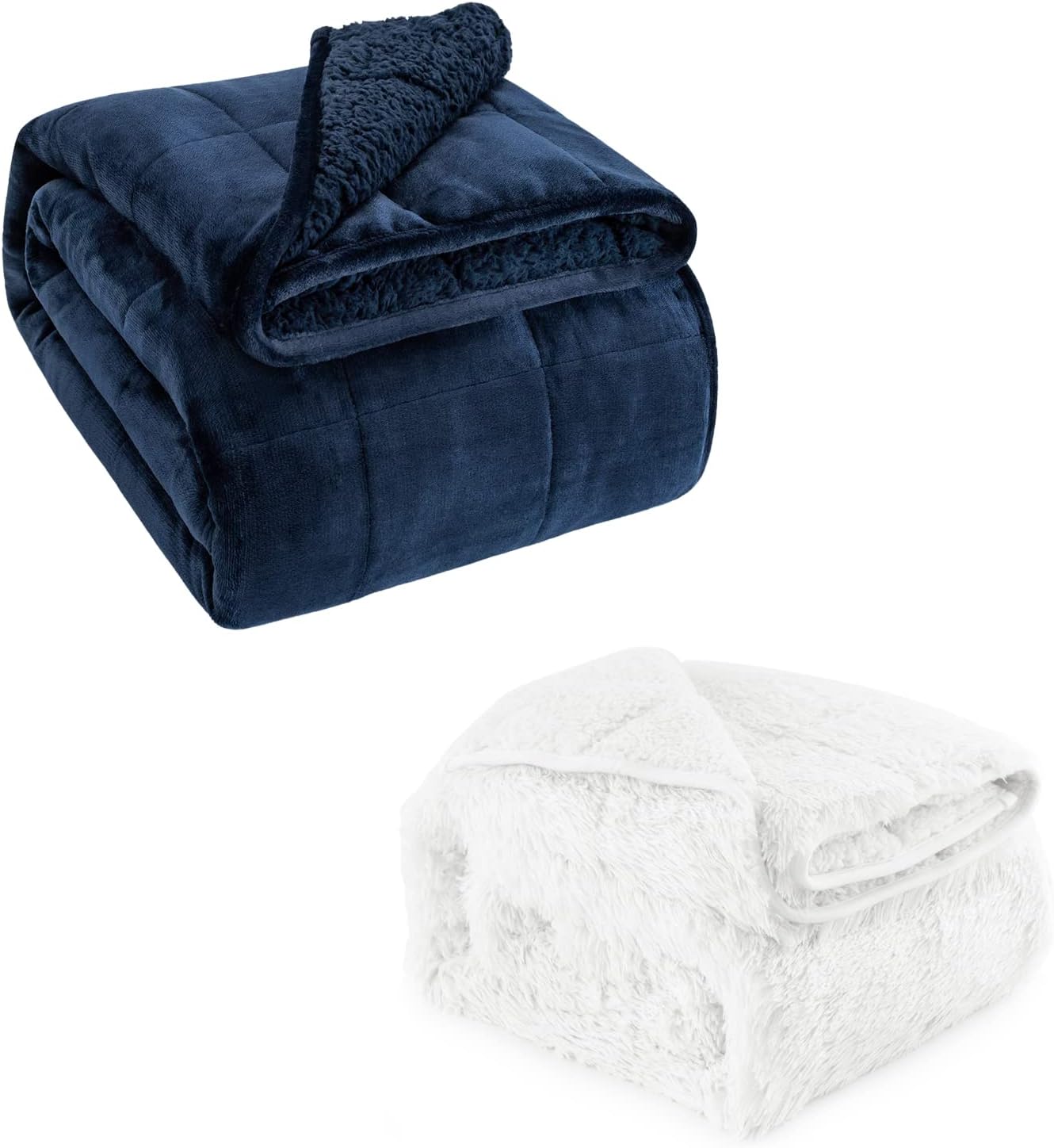 Uttermara 15 lbs Sherpa Fleece Weighted Blanket for Adult & Shaggy Faux Fur Weighted Blanket, Super Soft Plush Fleece and Cozy Sherpa Reverse, Thick Fuzzy Bed Blanket